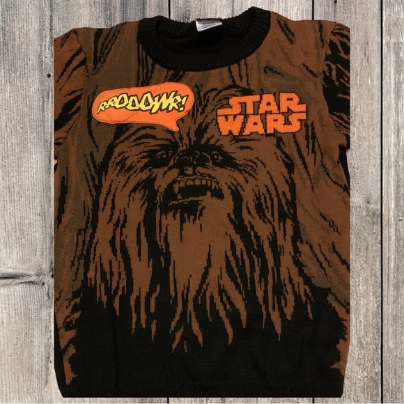 Star Wars Chewbacca Funny All Over Christmas Ugly Sweater Leia Luke Dartg Vader - Picture 2 of 5